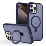 For iPhone 16 Pro Max Skin-feel Ring MagSafe Holder Phone Case(Dark Blue)