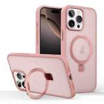 For iPhone 16 Pro Max Skin-feel Ring MagSafe Holder Phone Case(Pink)