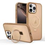 For iPhone 16 Pro Skin-feel Ring MagSafe Holder Phone Case(Desert Gold)