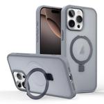 For iPhone 16 Pro Skin-feel Ring MagSafe Holder Phone Case(Titanium Gray)
