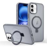 For iPhone 16 Plus Skin-feel Ring MagSafe Holder Phone Case(Titanium Gray)