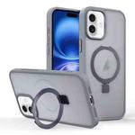 For iPhone 16 Skin-feel Ring MagSafe Holder Phone Case(Titanium Gray)