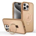 For iPhone 15 Pro Max Skin-feel Ring MagSafe Holder Phone Case(Desert Gold)
