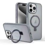 For iPhone 15 Pro Max Skin-feel Ring MagSafe Holder Phone Case(Titanium Gray)