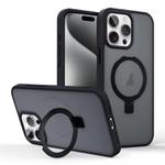 For iPhone 15 Pro Max Skin-feel Ring MagSafe Holder Phone Case(Black)