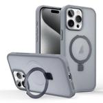 For iPhone 15 Pro Skin-feel Ring MagSafe Holder Phone Case(Titanium Gray)