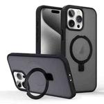 For iPhone 15 Pro Skin-feel Ring MagSafe Holder Phone Case(Black)