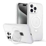 For iPhone 15 Pro Skin-feel Ring MagSafe Holder Phone Case(Transparent White)