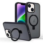 For iPhone 14 Skin-feel Ring MagSafe Holder Phone Case(Black)