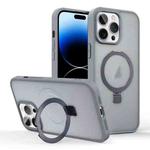For iPhone 14 Pro Skin-feel Ring MagSafe Holder Phone Case(Titanium Gray)
