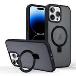 For iPhone 14 Pro Max Skin-feel Ring MagSafe Holder Phone Case(Black)