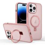 For iPhone 14 Pro Max Skin-feel Ring MagSafe Holder Phone Case(Pink)