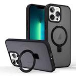 For iPhone 13 Pro Max Skin-feel Ring MagSafe Holder Phone Case(Black)