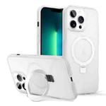 For iPhone 13 Pro Max Skin-feel Ring MagSafe Holder Phone Case(Transparent White)