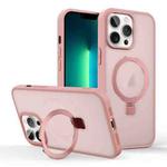 For iPhone 13 Pro Max Skin-feel Ring MagSafe Holder Phone Case(Pink)