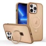 For iPhone 13 Pro Skin-feel Ring MagSafe Holder Phone Case(Desert Gold)
