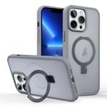 For iPhone 13 Pro Skin-feel Ring MagSafe Holder Phone Case(Titanium Gray)