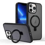 For iPhone 13 Pro Skin-feel Ring MagSafe Holder Phone Case(Black)