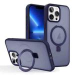 For iPhone 13 Pro Skin-feel Ring MagSafe Holder Phone Case(Dark Blue)