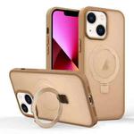For iPhone 13 Skin-feel Ring MagSafe Holder Phone Case(Desert Gold)