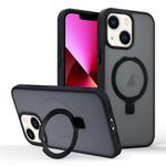 For iPhone 13 Skin-feel Ring MagSafe Holder Phone Case(Black)