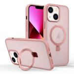 For iPhone 13 Skin-feel Ring MagSafe Holder Phone Case(Pink)