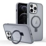 For iPhone 12 Pro Skin-feel Ring MagSafe Holder Phone Case(Titanium Gray)