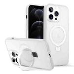 For iPhone 12 Pro Skin-feel Ring MagSafe Holder Phone Case(Transparent White)