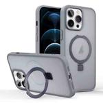 For iPhone 12 Pro Max Skin-feel Ring MagSafe Holder Phone Case(Titanium Gray)