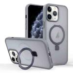 For iPhone 11 Pro Max Skin-feel Ring MagSafe Holder Phone Case(Titanium Gray)