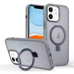 For iPhone 11 Skin-feel Ring MagSafe Holder Phone Case(Titanium Gray)