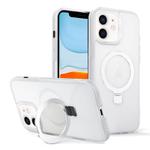 For iPhone 11 Skin-feel Ring MagSafe Holder Phone Case(Transparent White)