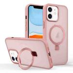 For iPhone 11 Skin-feel Ring MagSafe Holder Phone Case(Pink)