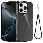 For iPhone 13 Pro Max Glossy TPU Shockproof MagSafe Phone Case with Lanyard(Black)