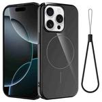 For iPhone 13 Pro Glossy TPU Shockproof MagSafe Phone Case with Lanyard(Black)