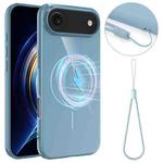For iPhone 17 Air Glossy TPU Shockproof MagSafe Phone Case with Lanyard(Blue)