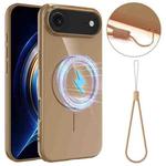 For iPhone 17 Air Glossy TPU Shockproof MagSafe Phone Case with Lanyard(Gold)