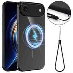 For iPhone 17 Air Glossy TPU Shockproof MagSafe Phone Case with Lanyard(Black)
