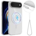 For iPhone 17 Air Glossy TPU Shockproof MagSafe Phone Case with Lanyard(White)