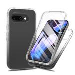 For Google Pixel 9a Full Body Shockproof Clear Gradient Phone Case with PET Film(Black)