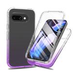 For Google Pixel 9a Full Body Shockproof Clear Gradient Phone Case with PET Film(Purple)