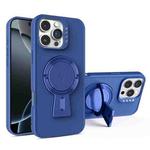 For iPhone 16 Pro Y-shape Holder MagSafe Rugged Shockproof Phone Case(Royal Blue)