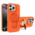 For iPhone 16 Pro Y-shape Holder MagSafe Rugged Shockproof Phone Case(Orange)