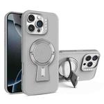 For iPhone 16 Pro Y-shape Holder MagSafe Rugged Shockproof Phone Case(Grey)