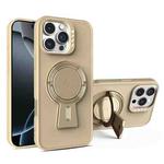 For iPhone 16 Pro Y-shape Holder MagSafe Rugged Shockproof Phone Case(Desert Gold)