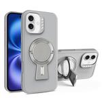 For iPhone 16 Plus Y-shape Holder MagSafe Rugged Shockproof Phone Case(Grey)