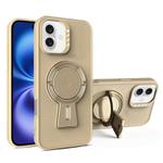 For iPhone 16 Y-shape Holder MagSafe Rugged Shockproof Phone Case(Desert Gold)