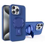 For iPhone 15 Pro Max Y-shape Holder MagSafe Rugged Shockproof Phone Case(Royal Blue)