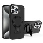 For iPhone 15 Pro Max Y-shape Holder MagSafe Rugged Shockproof Phone Case(Black)