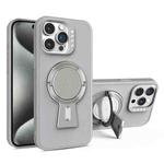 For iPhone 15 Pro Max Y-shape Holder MagSafe Rugged Shockproof Phone Case(Grey)